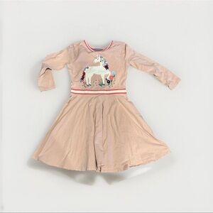 Mini Boden Unicorn Pink Dress Girls 9-10Y | Whimsical Print